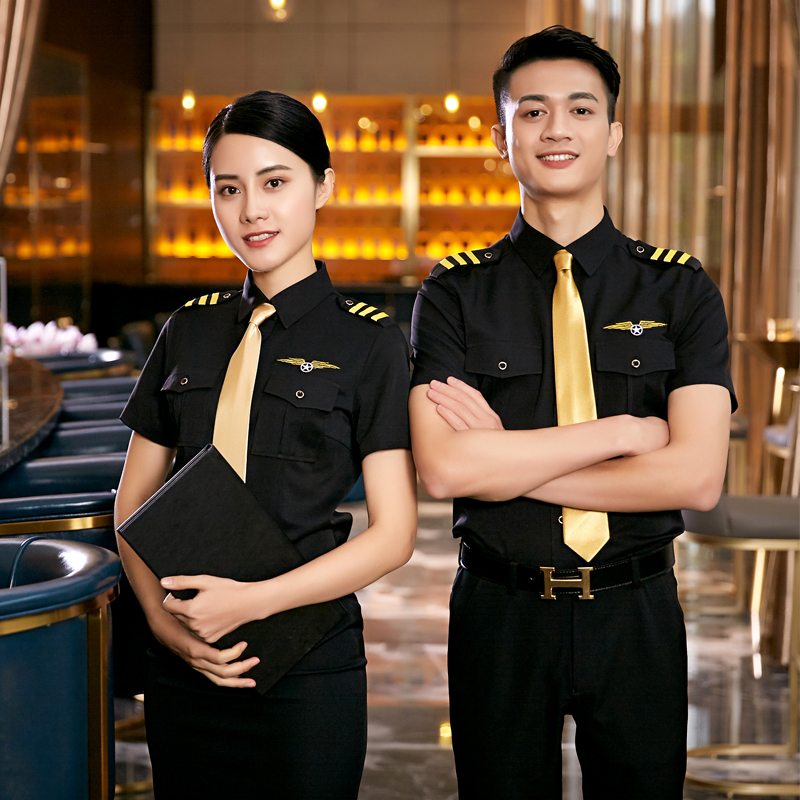 Dài Lier mùa hè KTV chúa áo sơ mi ngắn tay đêm KTV bartender workclothes nam và nữ ngắn tay