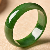 Pure natural and Athleta jade bracelet Spinach Green Wide Version Bar Female charm Genuine Instrumental Direct Podcast Retro Wind Jade