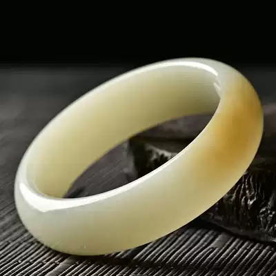 Authentic Xinjiang Qiemo Hetian Jade suet White Jade sugar white round dress Wangfu bracelet female pure natural jade
