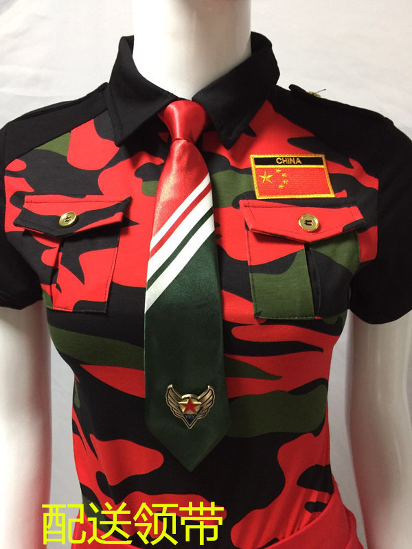 2018 new Water Soldiers Dance Square Dance Red Memes for the Flag Chest Mark Short Sleeve Blouse Distribution Tie