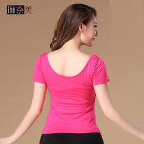  Linnami square dance clothing top 2016 new pure cotton short-sleeved square dance Latin dance clothing top female