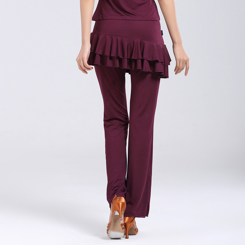 Square dance dress culottes new Latin dance bottoms lace milk silk large size dance practice culottes women's pants