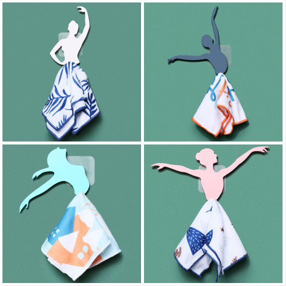 Creative Colourful Elegant Ballet Dancer Girl Towel Hook bedroom Dressing Room Hook Bath Towel Rack
