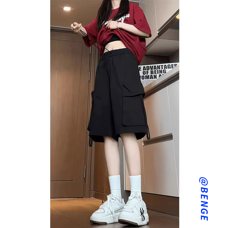 Over-The-Knee Work Shorts for Women 2026 New Summer Style Casual Loose Sports Plus-Size Five-Six-Seven-Quarter Pants Over-The-Knee Work Shorts for Women 2026 New Summer Style Casual Loose Sports Plus-Size Five-Six-Seven-Quarter Pants