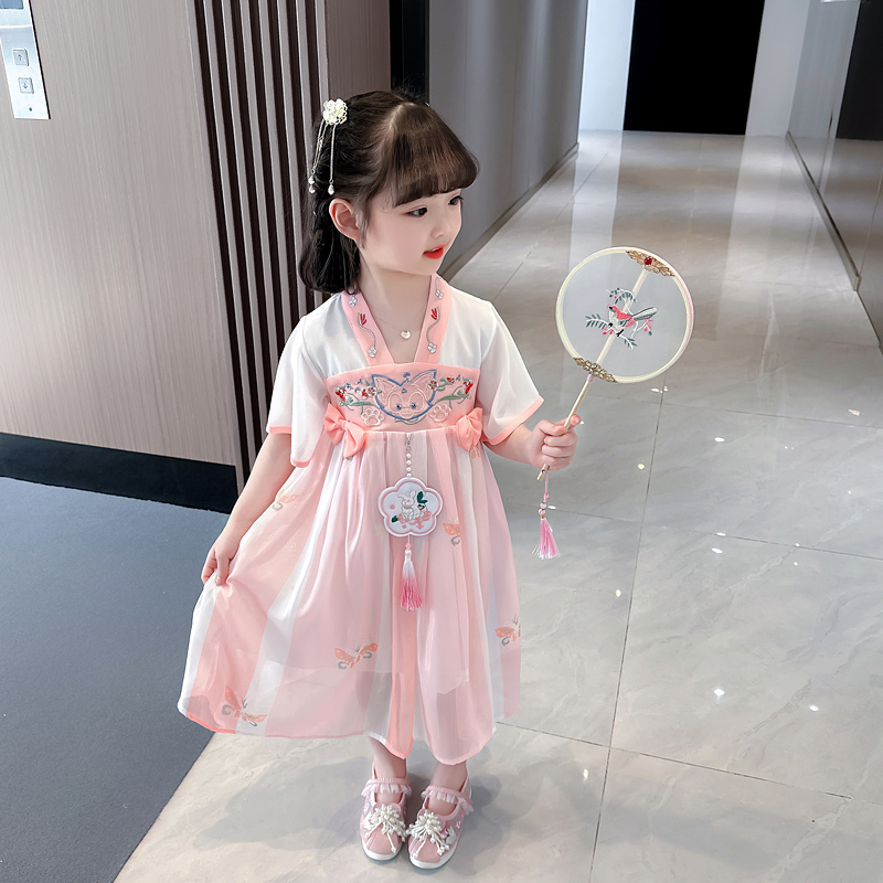 Girls' Hanfu Dress Summer 2026 New Style Children's Tang Suit Super Fairy Chinese Style Princess Dress Summer Style Ancient Style Dress Girls' Hanfu Dress Summer 2026 New Style Children's Tang Suit Super Fairy Chinese Style Princess Dress Summer Style Ancient Style Dress