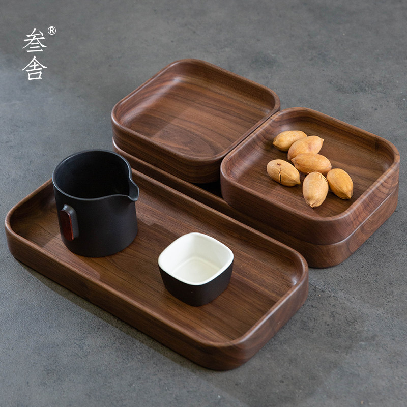 Participating Dry Fruits Pan Black Walnuts Solid Wood Home Living Room Creative Log Mass Daily Nut Case Tea Water Zero Food