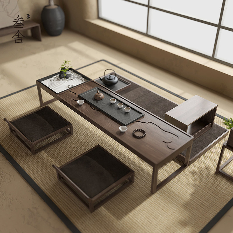 House Day Style Teatai Black Walnuts Solid Wood Modern Minima Tea Room Meditation Dwarf Tea Table Combined Tea Table Kang A Few Tables D4