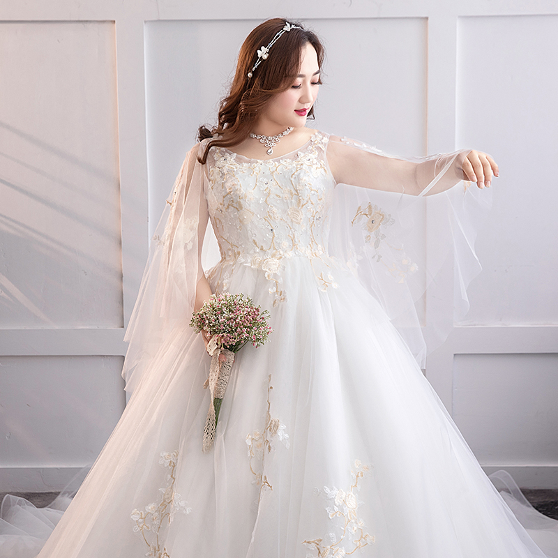 Wedding dress 2021 new tail cover meat large size thin bride 200 pounds fat mm plus fat plus forest department dream
