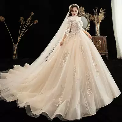 Large size wedding dress 2021 new bride fat mm sister 200 kg plus fat luxury 300 thin trailing European style