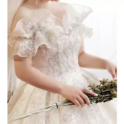 Large size wedding dress 2021 new bride fat sister mm 200 kg plus fat increase thick cover arms show thin trailing female