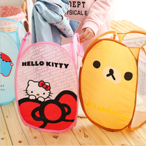 Cartoon dirty clothes basket foldable color mesh bedroom clothes grocery storage bucket dirty clothes basket storage basket