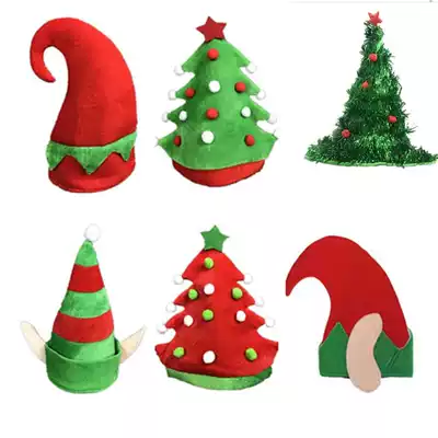 Creative Christmas Elf Hat Christmas Tree Hat Children's Hat Adult Hat Flannel Hat Christmas Day Decoration
