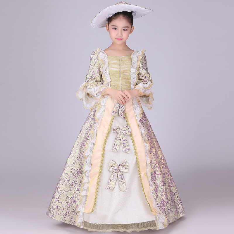 Children's European Court British Queen Costume European-Style Female Dance Costume Trailing Princess Dress Formal Dress Ancient Costume Performance Costume