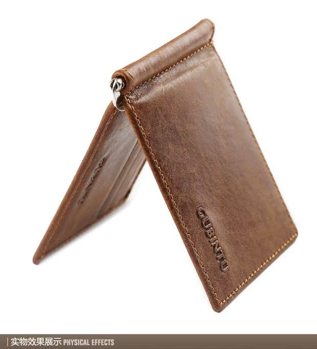 Da tiền chuck lớp da retro tiền giấy clip thanh niên ví tiền clip ví siêu mỏng ví nam - Ví tiền ví gucci nam