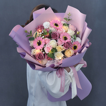 Tanabata Valentines Day birthday creative gift to send girlfriend rose bouquet simulation flower ping pong chrysanthemum sunflower soap flower