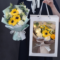 Sunflower Bouquet Soap flower simulation fake rose ping pong chrysanthemum photo send girlfriend creative gift greeting card