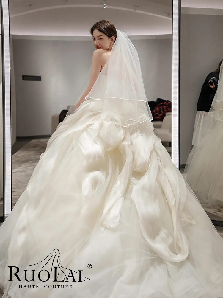 ruolai White tube top for bride, 2023 collection, suitable for teen, french style ruolai White tube top for bride, 2023 collection, suitable for teen, french style