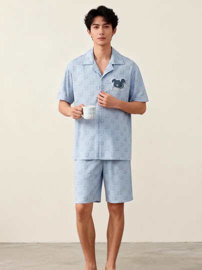 Pure Cotton Pajamas for Men, New Summer Style, High-End, Simple Short-Sleeved Shorts, Super Soft, Casual and Cool Home Wear Set