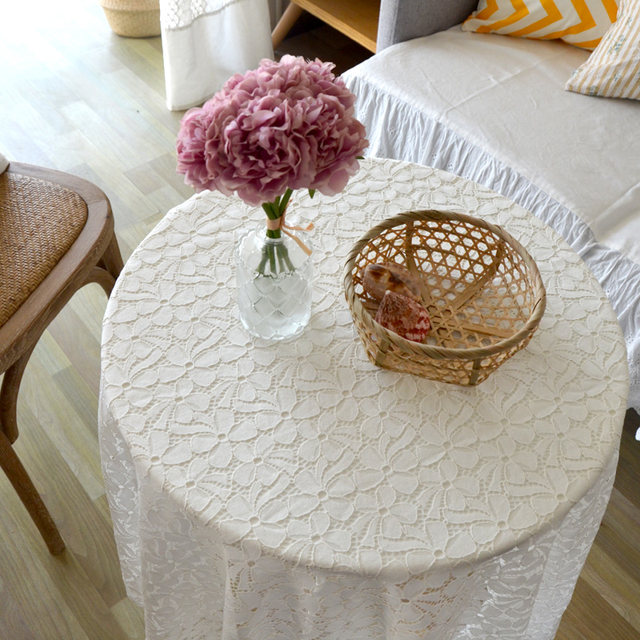 French ins style pastoral lace fresh white floral dining table cloth coffee table cloth cover background fabric