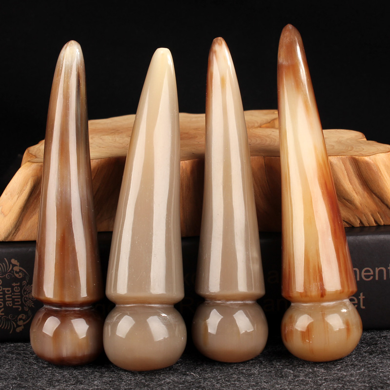 Natural horn tip massage stick Full body universal facial pull tendons stick Foot foot foot pull meridians knock gall bladder meridian point hole position stick
