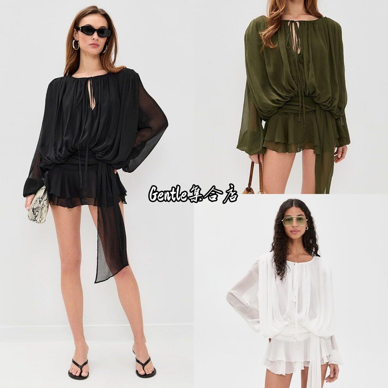 In Stock Lioness New Spicy Girl Ruched Shoulder Pad Lantern Sleeve Long Sleeve Chiffon Shirt Drawstring Mini Dress In Stock Lioness New Spicy Girl Ruched Shoulder Pad Lantern Sleeve Long Sleeve Chiffon Shirt Drawstring Mini Dress