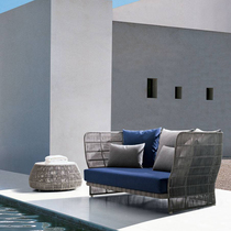 Outdoor leisure patio Rattan Sofa Outdoor Terrace Open-air Terrace Villa hotel Waterproof Rattan chair tea table Composition