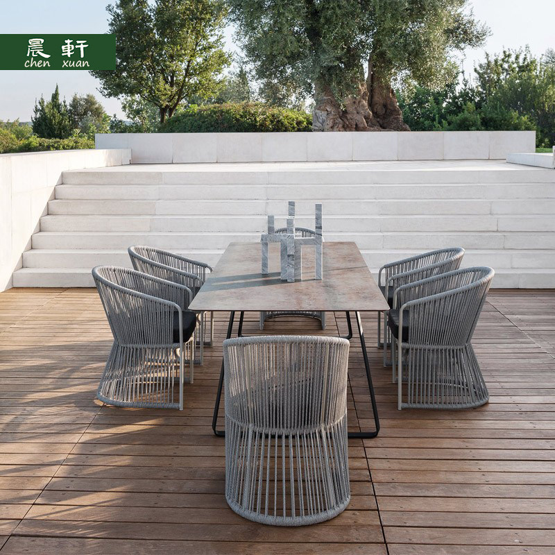 Outdoor Table & Chairs Villa Courtyard Terrace Terrace Open-air Rattan Chair Combined Balcony Outdoor rattan Casual Chair Subsuit Creativity-Taobao