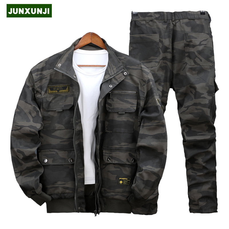 Elastic outdoor cotton camouflage suit men's spring and autumn thickened wear-resistant labor protection work special forces military uniform