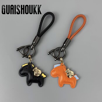 Get Rich Immediately Car Keychain Leather Strap Pendant Exquisite High-End Feel Creative Lanyard Decoration Couple Gift