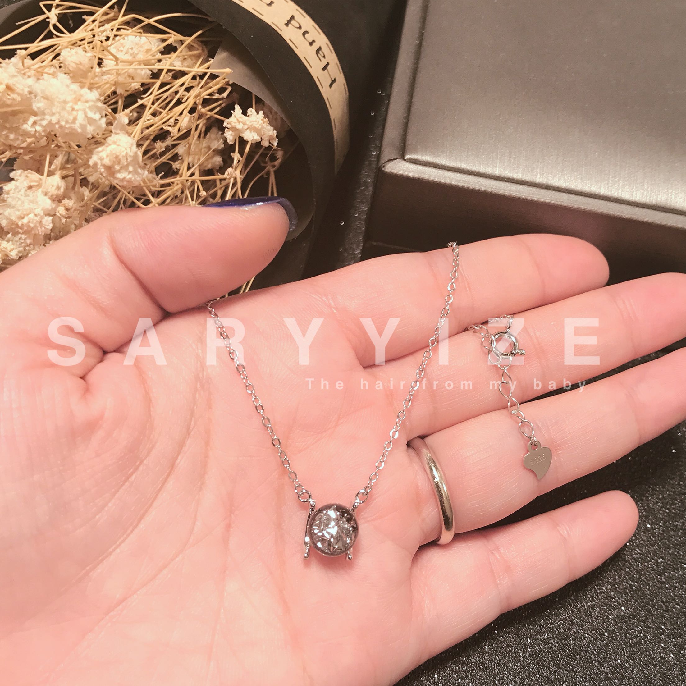 Lanugo Mặt dây chuyền lốp tóc Vòng cổ lốp tóc Mặt dây chuyền thai nhi Tóc lưu niệm 925 Mặt dây chuyền bạc đơn giản Bốn góc - Quà lưu niệm cho bé / Sản phẩm cá nhân quà thôi nôi