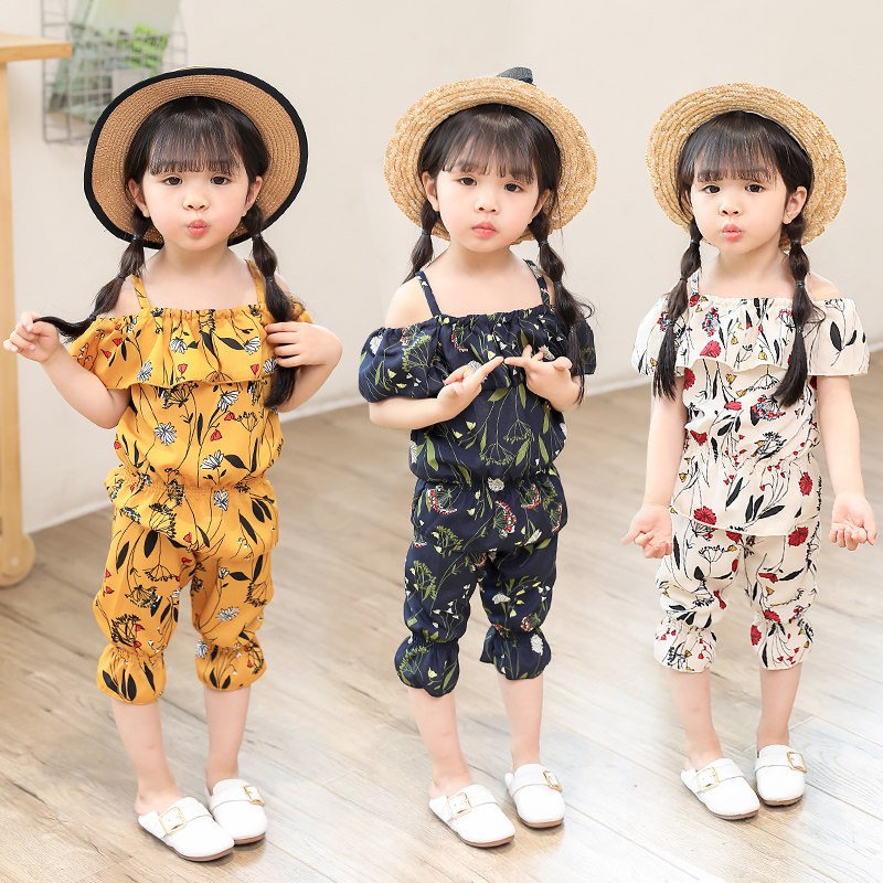 Girls Summer Snow Spinning Set 2021 New Baby Broken Flower Girl Shoulder Two - Set 3 - 4 - 5 Years Old Tide