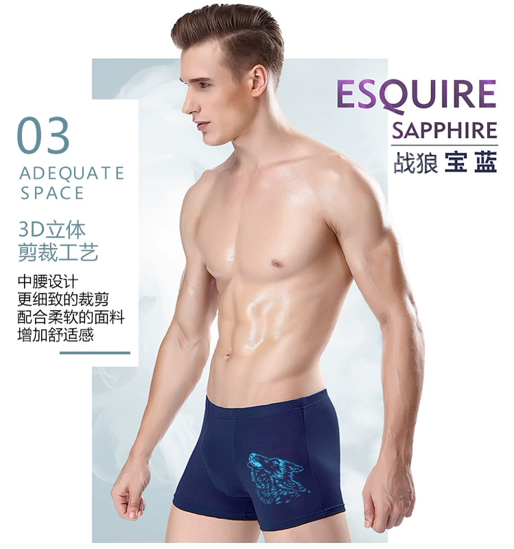 5 quần lót nam đóng hộp boxer briefs modal cotton mùa hè thể thao thanh niên giữa eo sợi tre thoáng khí - Eo cao