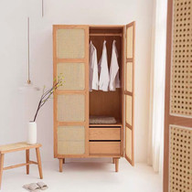 Modern minimalist home bedroom wardrobe Nordic Wood rattan storage cabinet whole wardrobe cloakroom locker