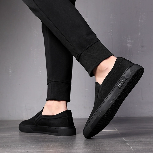 Обувь, черные тканевые слипоны для отдыха, коллекция 2023