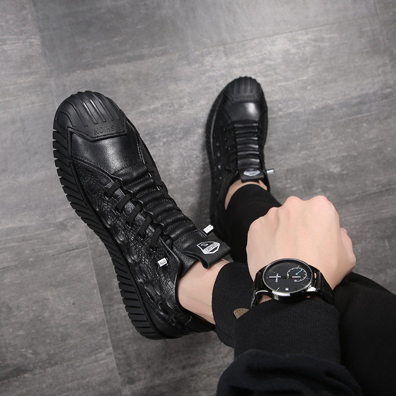 Men's shoes autumn winter 2021 new Martin boots genuine leather high-barrel bean-wave shoes casual leather shoes warm and suede cotton shoes