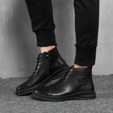 Martens, кожаные демисезонные туфли, утепленные короткие сапоги из черной кожи, подходят для весны и осени, воловья кожа, из натуральной кожи