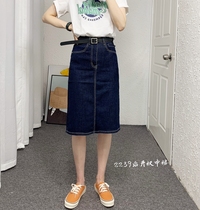 European genuine skirt women 21 summer new high waist slim back split general wash denim A denim one step skirt 2239