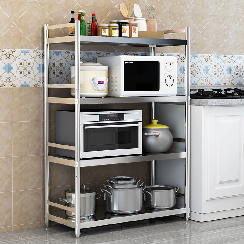 Kitchen Stainless Steel Shelving microwave oven Oven Rack Containing Storage Rack Fence Floor Multilayer Shelving Sub Four Floors