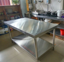  Double-layer stainless steel workbench Hotel kitchen console Hotel back kitchen lotus table packing and loading rack 2 floors