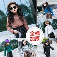 Áo sơ mi nữ đáy quần cotton dày mùa thu đông 2018 mới to trẻ em màu rắn ấm áp áo thun dài tay đồ cho bé gái