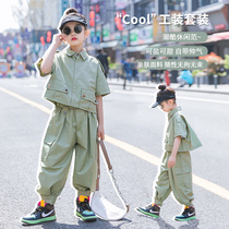 Girls Summer clothes suit 2022 new Korean version Tide Children Clothing Short Sleeve Children Trendy Net Red Tooling Sport Two Sets