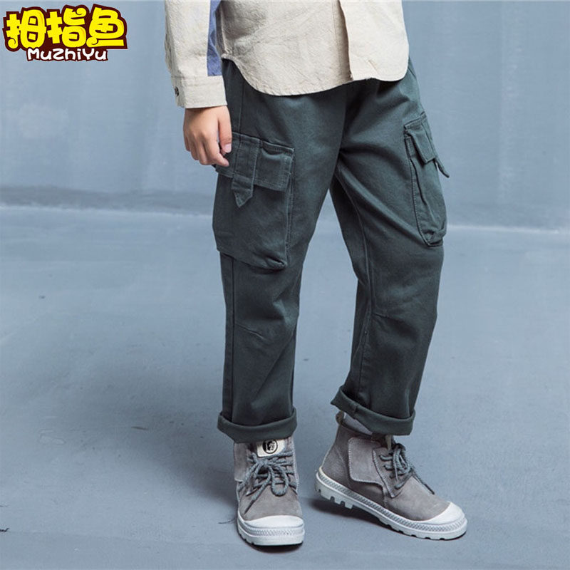 Children's pants summer thin spring and autumn Korean version of loose Harlan overalls casual pants boys wear casual pants tide
