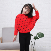 Girl coat 2021 autumn new children wear Foreign style hooded bat shirt female baby cloak cardigan sweater