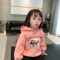Girls Sweats 2021 Spring and Autumn New Korean version of foreign style hooded childrens coat thick baby children fashionable top