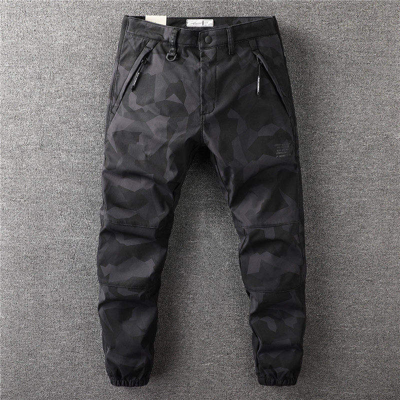 Winter hipster men compound plus pile thick pants warm corset pants trend versatile stretch slim small foot cargo pants