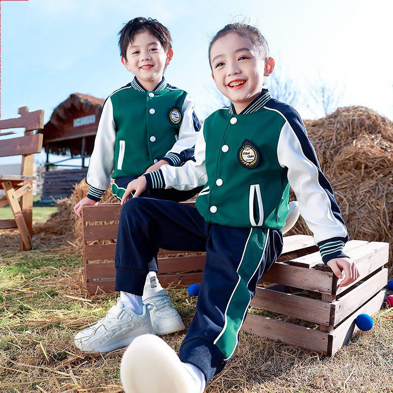 Kindergarten uniforms spring and autumn three-piece primary school uniforms British style baseball uniforms children's class uniforms four-piece suits