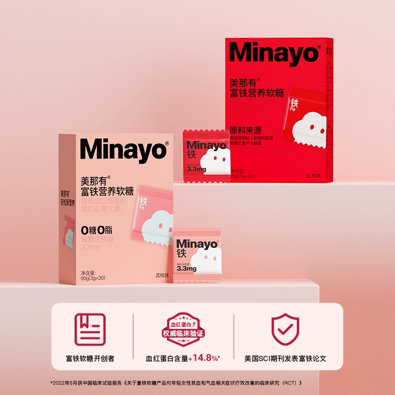Minayo美那有富铁营养软糖青少年气血女性铁剂孕期孕妇0糖0脂tk