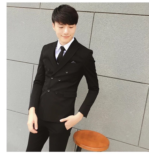 Bộ đồ đôi ba mảnh nhỏ phù hợp với thủy triều Thời trang Hàn Quốc Nhà tạo mẫu tóc mới slim slim nam slim suit áo sơ mi nam
