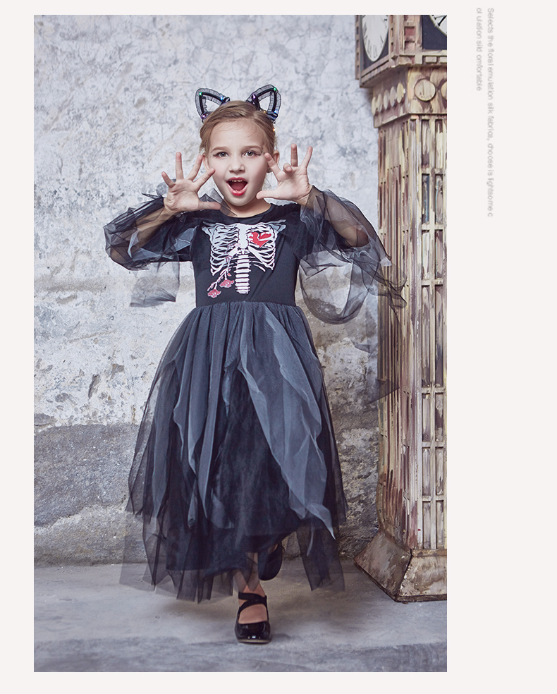 EYAS Halloween Trang phục trẻ em hóa trang Phù thủy nhỏ Hiển thị váy công chúa Váy mẫu giáo Mùa đông set vest bé trai kẻ sọc ca rô kèm nơ