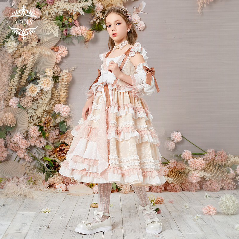 EYAS girl dress retro sweet Lolita princess dress ten-year-old child dress birthday dress tide